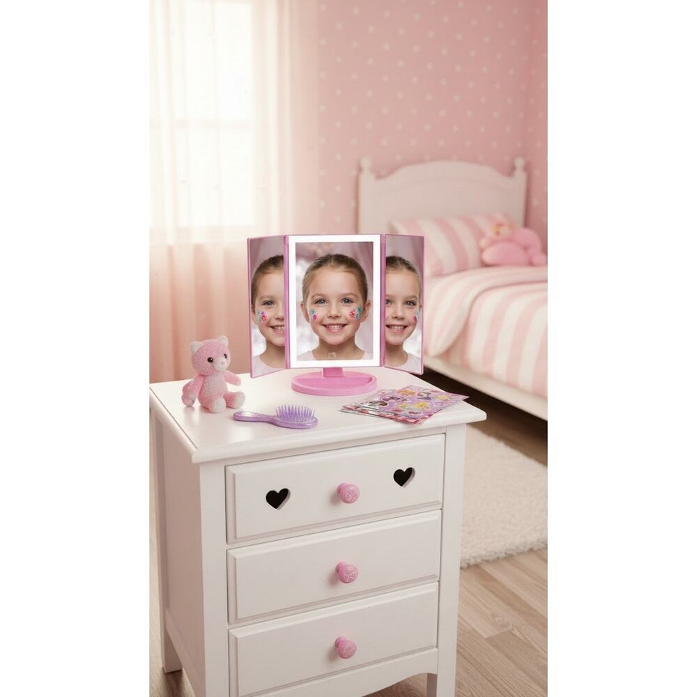 Hello Kitty LED Tri Fold Vanity Mirror Touch Control Lighted Makeup Mirror